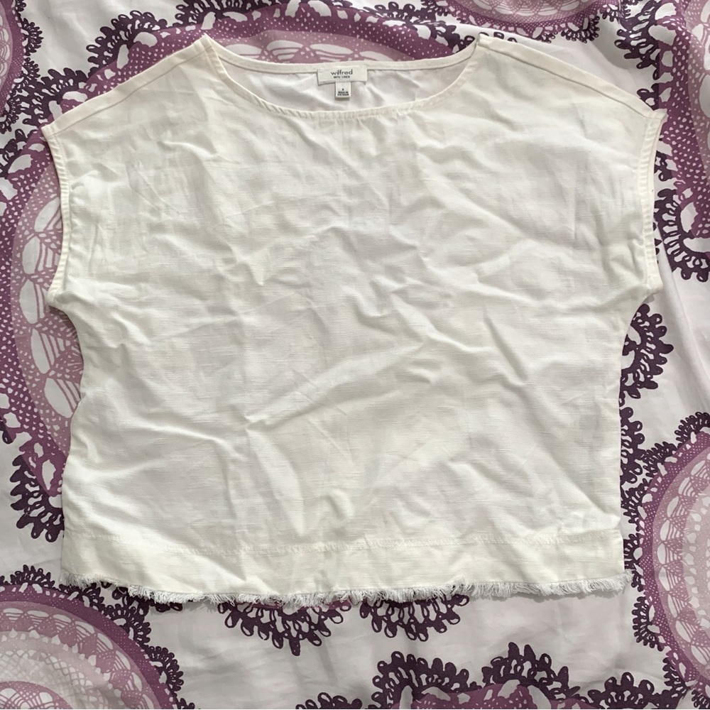 WILFRED LINEN-BLEND BOAT NECK TOP